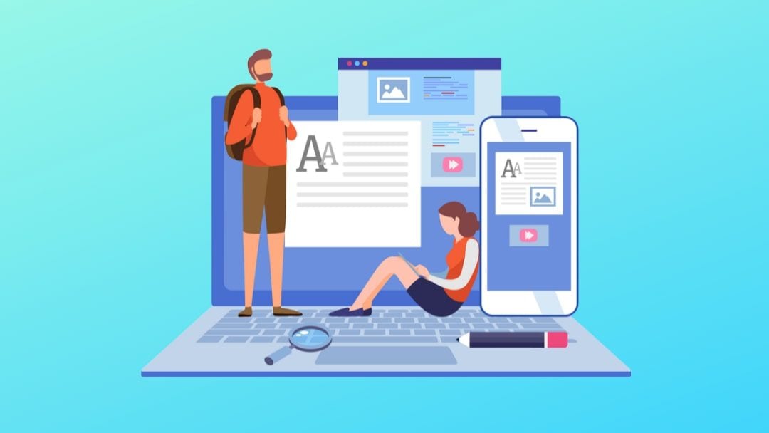 محتوای سایت در لپتاپ و موبایل