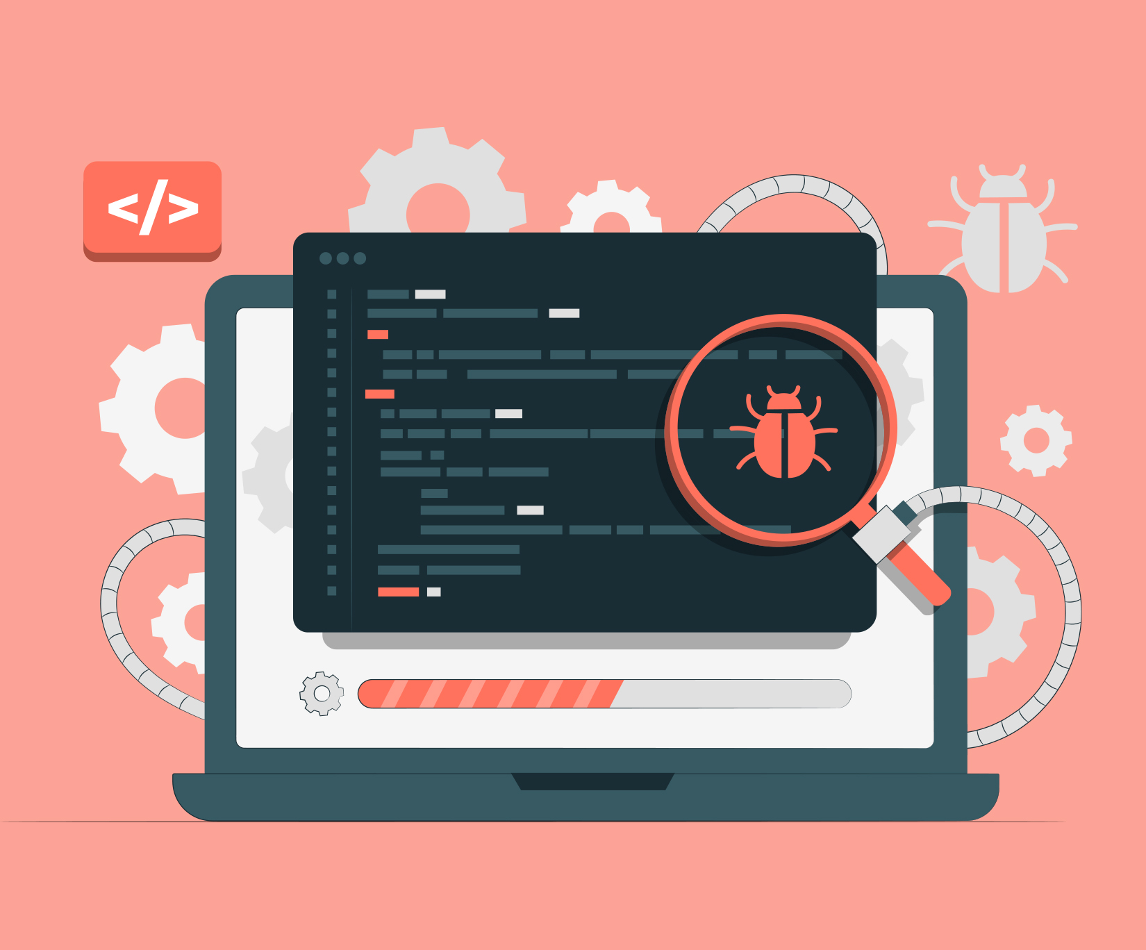 ایندکس شدن در گوگل با عنکبوت روی لپتاپ کارتونی