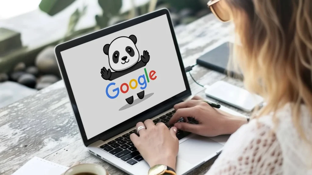 پاندا گوگل در لپتاپ