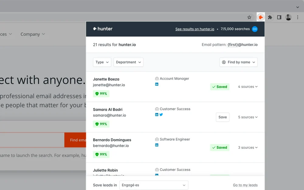 اکستنشن سئو Hunter